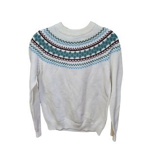 Vintage Womens Fair Isle Sweater Size Large Skiing Preppy Pastel Feminine